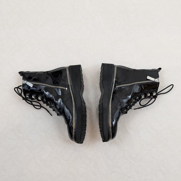 MICHAEL Michael Kors Women's Haskell Platform Combat Boots Patent Leather Black - Picture 5 of 15